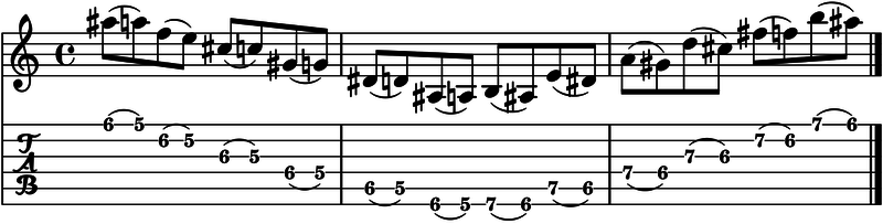 ejercicio ligados en la guitarra