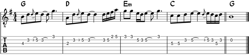 ritmo de la melodia con notas diferentes