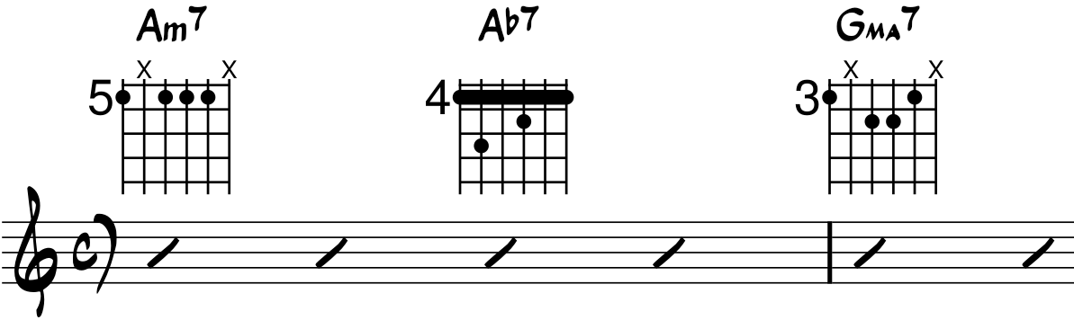 Progresión 2 5 1 guitarra - sustitución por 5ta disminuida